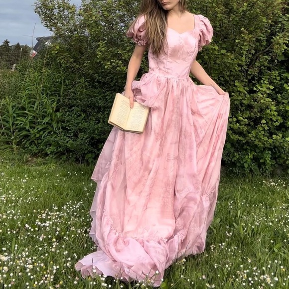 JessaKae RARE Ballerina Dress Silk Princess Gown with Ballerinas Pattern - Picture 6 of 16